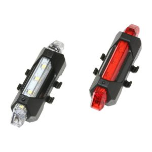 Éclairage Vélo Usb Kit Lens Sur Cintre-Tige De Selle 5 Leds 2 Fonctions Noir (Livre Avec 2 Elastiques Supplementaires Pour Compatibilite Sur Haubans)
