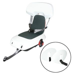 Child Seat Rear Polisport Fix on Rear Rack Mount Vice Guppy Junior White Cushion Grey (6Ans - Up to 35 Kg) Approved - Box Individual
