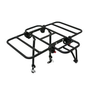 Porte Bagage Vélo Avant Plateforme P2R Pliable Sur Les Cotes (Sans Outil) Alu Noir Mat 29''-26" (Poids Maxi 10 Kg) -Fixation Sur Tasseau V-Brake