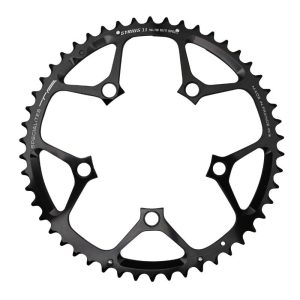 Plateau Route 5 branches Ø 110 Ta Syrius 52 dents Extérieur Noir Alu 7075 Type Shimano 10-11V.