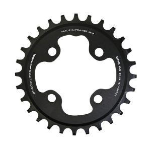 Plateau VTT 4 branches Ø 64 Ta One 28 dents Mono Noir Mat Alu Pour Shimano - Sram - Race Face - Fsa 10-11-12V. Narrow Wide