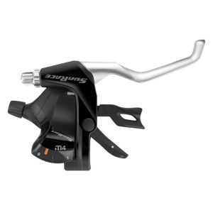 Levier-Manette VTT Patin Sunrace Stm400 7X3V. Noir-Argent V-Brake Compatible Shimano (Paire)