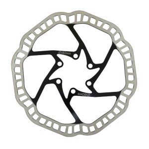 MTB Brake Rotor 6 Holes Newton Brakco Shimano Compatible and Other 180 mm Silver Centre Black + 6 Screw