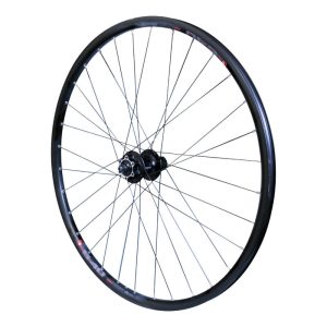 Hybrid Wheel -E-bike Rotor Lockring 700 X 35 - 28" M910 Rear Black Shimano Hub M475 Cassette 11-10-9-8V Rotor 6 Holes Tubeless Ready Rim 21C 32 Spokes