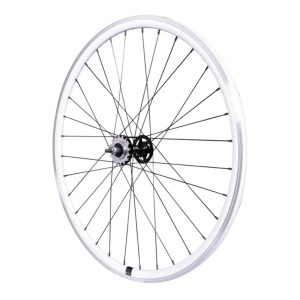 Roue Route - Fixie Patin P2R Blanc Arrière Double Filetage Avec Pignon 16 dents Avec Écrous Jante 17C Profil 28 mm