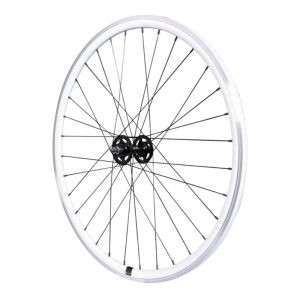Roue Route - Fixie Patin P2R Blanc Avant Avec Écrous Jante 17C Profil 28 mm