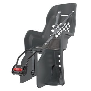 Porte Bebe-Siege Enfant Arrière Polisport A Fixer Sur Cadre Joy Noir Coussin Gris (9 A 22Kgs) Homologué En 14344