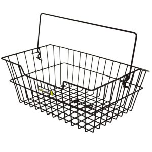 Rear Basket Steel Wire Basil Cairo Black with Handle Mount Tensioner on Rear Rack (30X39X18 cm)