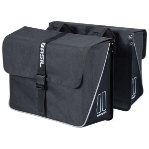 Bike Rear Double Pannier Basil Strong 35L Black (41X15X43 cm) Universal for Hybrid and E-bike
