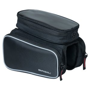 Frame Bag Bike Basil Design Black Velcro Mount 1.5L with 2 Compartments Lateraux