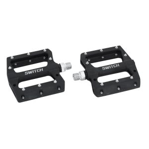 Pédale VTT Plateforme Descente - BMX Switch Jump Résine Noir Filetage 9-16 Avec Picots Argent (Paire)