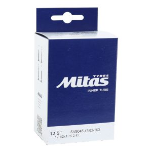 Chambre A Air Vélo 12 1-2 X 2 1-4 Rubena Valve Standard Coudée 90° Et 45° Sens De Roulement (47-62X203)