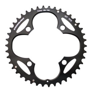 Plateau VTT 4 branches Ø 104 Stronglight Triple 42 dents Extérieur Noir Alu - Épaisseur 3.5 mm 8-9V.