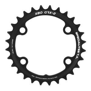 Plateau Gravel 4 branches Ø 80 Pour Shimano Grx Double Ta X80 28 dents Intérieur Compatible Rx600-Rx810 Noir 10-11V.
