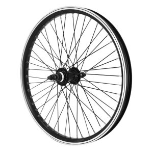 Wheel BMX 20" Rear Black Hub Flip-Flop Aluminum Black 48T. Solid Axle 3-8 with Nuts Rim 25C