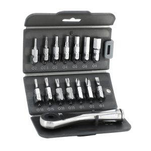 Wrench Tool Allen Toolkit Key Ratchet Stainless Steel with End Caps Chc 2-2.5-3-4-5-6-8 Torx T10-T15-T20-T25 and 3 Screwdriver (Set 14 Parts)
