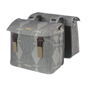 Bike Rear Double Pannier Basil Elegance 40L Taupe Mount Velcros on Rear Rack (49X36X8 cm)