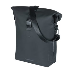 Rear Pannier Backpack Bike Side Basil Soho 17L Black Rear Rack Mount with System Mik Studs (31X16X37 cm) with Light LED