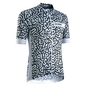 Maillot Gist Été Paint Manches Courtes Zip Total Noir-Blanc XXL