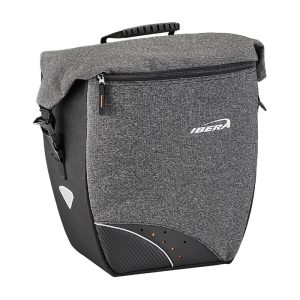 Sacoche Arrière Vélo Laterale Ibera Pro Grise 30L Fixation Systeme Pakrak Side (32X16X34 cm) - Compatible Avec Porte Bagage 205653 - Livre Avec Bandouillere