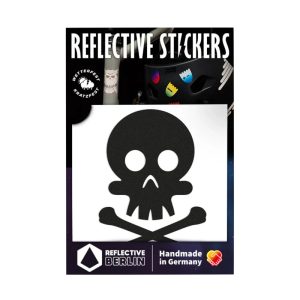 Autocollant-Sticker Reflechissant Tête De Mort Noir -Reflective Berlin-