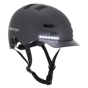 Adult Bike Helmet Newton Urban-City V3 Matte Black In-mould with Visor Size 58-61 with System Front Light Rear Integrated USB Buckle Fidlock (Boxed)