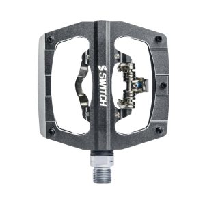 Pédale Gravel - VTT Plate Switch Automatique Ou Standard Alu Cnc Gris 90 X 90 mm (Compatible Shimano SPD) (Paire)