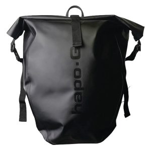 Sacoche Arrière Vélo Laterale Hapo.G Waterproof PVC 20L Noir (Vendu A L'Unite) - Fixation Crochets Sur Porte Bagage