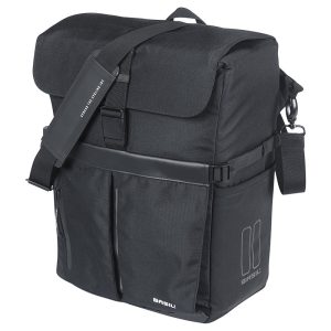 Bike Rear Side Pannier Bag Shoulder Strap Basil Move Commuter Black Right-Left 15L Mount Mik Hooks for Rear Rack