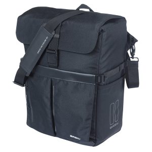 Bike Rear Side Pannier Bag Shoulder Strap Basil Move Commuter Black Right-Left 15L Mount Mik Studs for Rear Rack