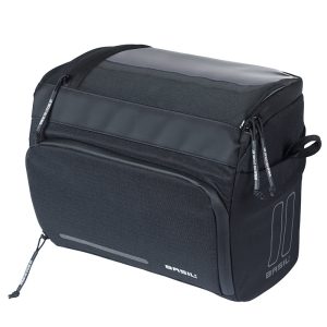 Handlebar Bag-Handlebar Bike Basil Sport 7-8L Black Graphite Mount Clip Compatible Basil and Klickfix (28X20X20 cm) (Mount Klick Fix Non Included)