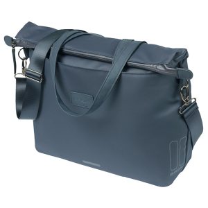 Bike Rear Side Pannier Bag Computer Portable Basil Manhattan Waterproof Navy Blue Right-Left 12L Mount Hook On (12X38X30 cm) Closure Folding Rainproof