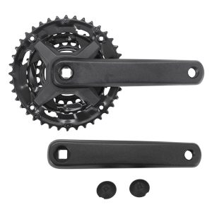 Pédalier VTT P2R 9V. Alu Noir 170 mm 40-30-22 (Boîtier 124.5 mm)