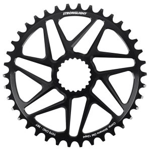 Plateau VTT Direct Mount Pour Shimano Fc-M6100-M6120-M6130-Fc-M7100-M7120-M7130-Fc-M8100-M8120-M8130 Stronglight Mono Alu Noir 38 dents - Deport 3 mm 12V.