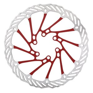 Disque De Frein Trottinette 6 Trous Diam 160 mm Argent-Rouge (Waves)