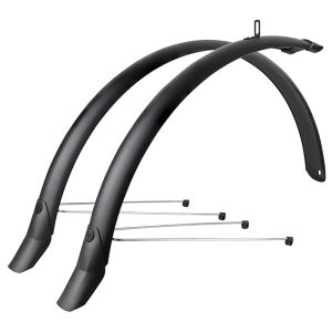 Garde Boue City-VTC Tringles 28'' Eurofender Lampo 58 mm Noir Mat (Paire) Avec Fixation Classic Tringles Argent