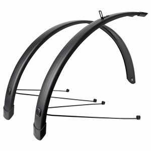 Garde Boue City-VTC Tringles 28'' Eurofender Tempo Square 58 mm Noir Mat (Paire) Avec Fixation Doubles Tringles Amovibles Noires