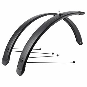 Garde Boue City-VTC Tringles 28'' Eurofender Tempo Square 72 mm Noir Mat (Paire) Avec Fixation Doubles Tringles Amovibles Noires
