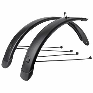Garde Boue Tringles 20'' Eurofender Tempo Square 72 mm Noir Mat (Paire) Avec Fixation Doubles Tringles Amovibles Noires (Compatible Leader Fox Modele Harlan)
