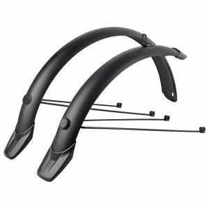Garde Boue Tringles 20'' Eurofender Tempo Arrondi 58 mm Noir Mat (Paire) Avec Fixation Doubles Tringles Amovibles Noires