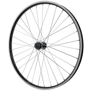 MTB Rim-brake Wheel Lockout 26" M670 Combo Plus Front CenterLock Black Reinforced Shimano Hub Qc300 Special Rental Fleet (Rim Double Wall with Eyelets-Wheel Building STAINLESS) Rim 21C 32 Spokes