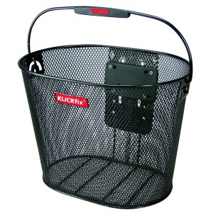 Panier Avant Acier Nid Abeille Klickfix 16L Noir Avec Anse Fixation Sur Cintre (36X27X25 cm) Avec Platine Plastique (Livre Sans Fixation)