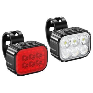 Éclairage Vélo Usb Kit 500 - 100 Lumen Noir (Avant+Arrière) (Câble Usb Inclus)