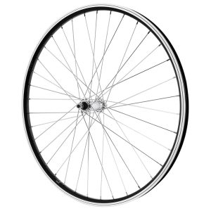 MTB Rim-brake Wheel 27.5" Er10 Front Aluminum Hub Solid Axle (Sold with Nut M9) Rim 19C Black 36 Spokes Silver