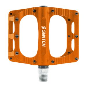 Pédale VTT Plateforme Descente - BMX Switch Large Freeride Alu Cnc Orange Filetage 9-16 Avec Picots (Paire) 110X100 mm