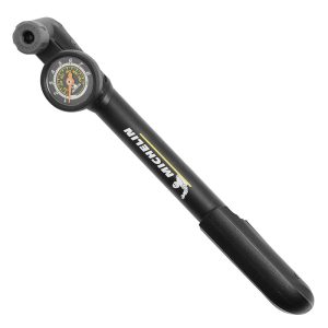 Pompe Mini Route-VTT Michelin Noir En Alu Avec Mano 8 Bars Poignée Orientable (Pression 8 Bars Max) Vs-Vp