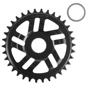 Plateau VAE-E-Bike Direct Mount Pour Bosch Esjot 34 dents Mono Noir Acier (2.38 - 1-2X3-32" - 5.65 1-2X11-128") 4Ème Generation) (Deport 2.5 mm)