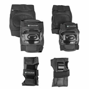 Protection Genouilleres - Coudieres Et Poignets Coolride Noir (Kit 6 Pieces) Pour Vélo - Roller - Skate