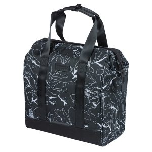 Bike Rear Side Pannier Basil Grand Flower Shopper Black Deco White Right-Left Waterproof 23L Mount Mik Hooks (35X12X35 cm)