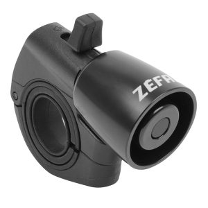 Sonnette Timbre Zefal Trail Bike Bell Debrayable Alu Noir Fixation Collier Silicone Diam 22,2 A 35 mm (Levier Mode Sonore - Muet) - Portee 80 M